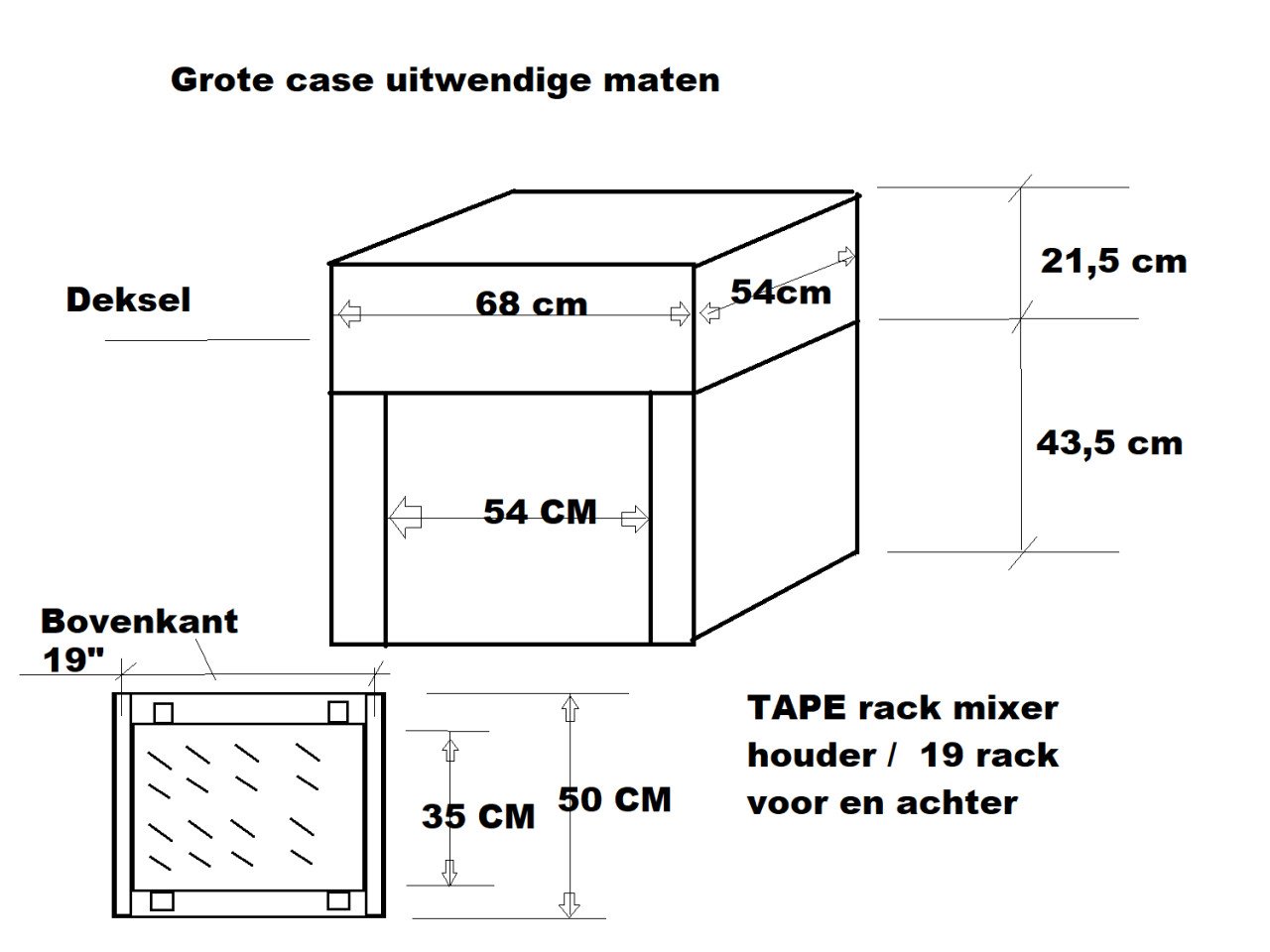 Te koop flightcase 19"  (tape rack)