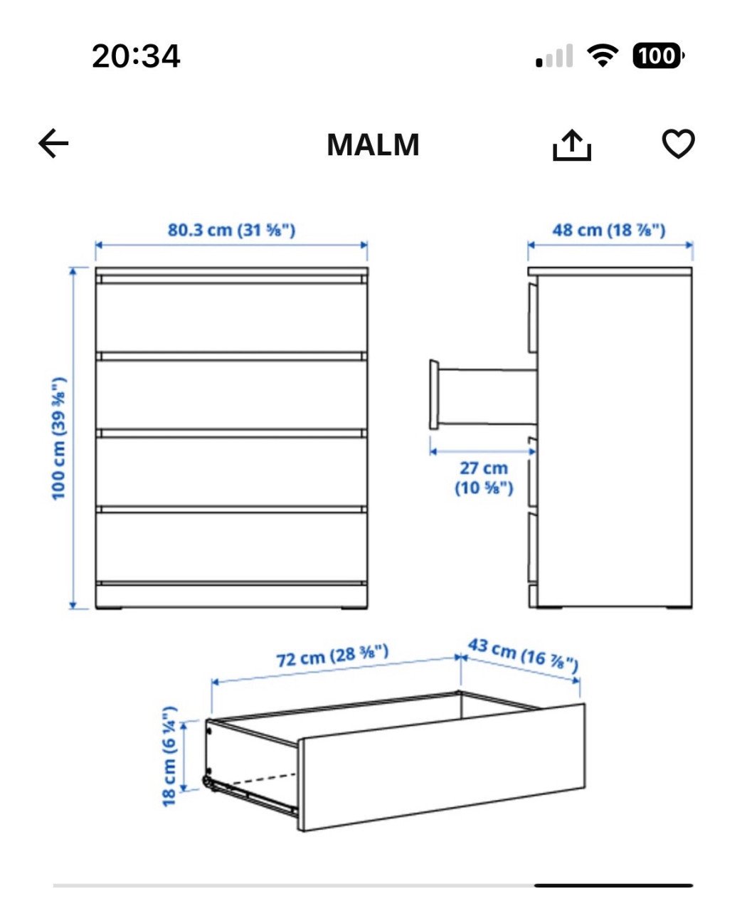 IKEA Malm ladekast