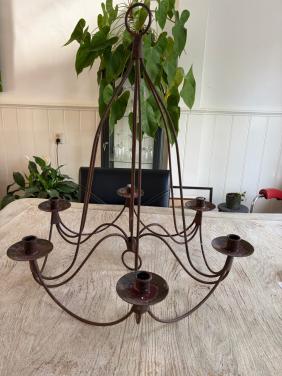 Vintage kroonluchter met 6 kaarsenhouders