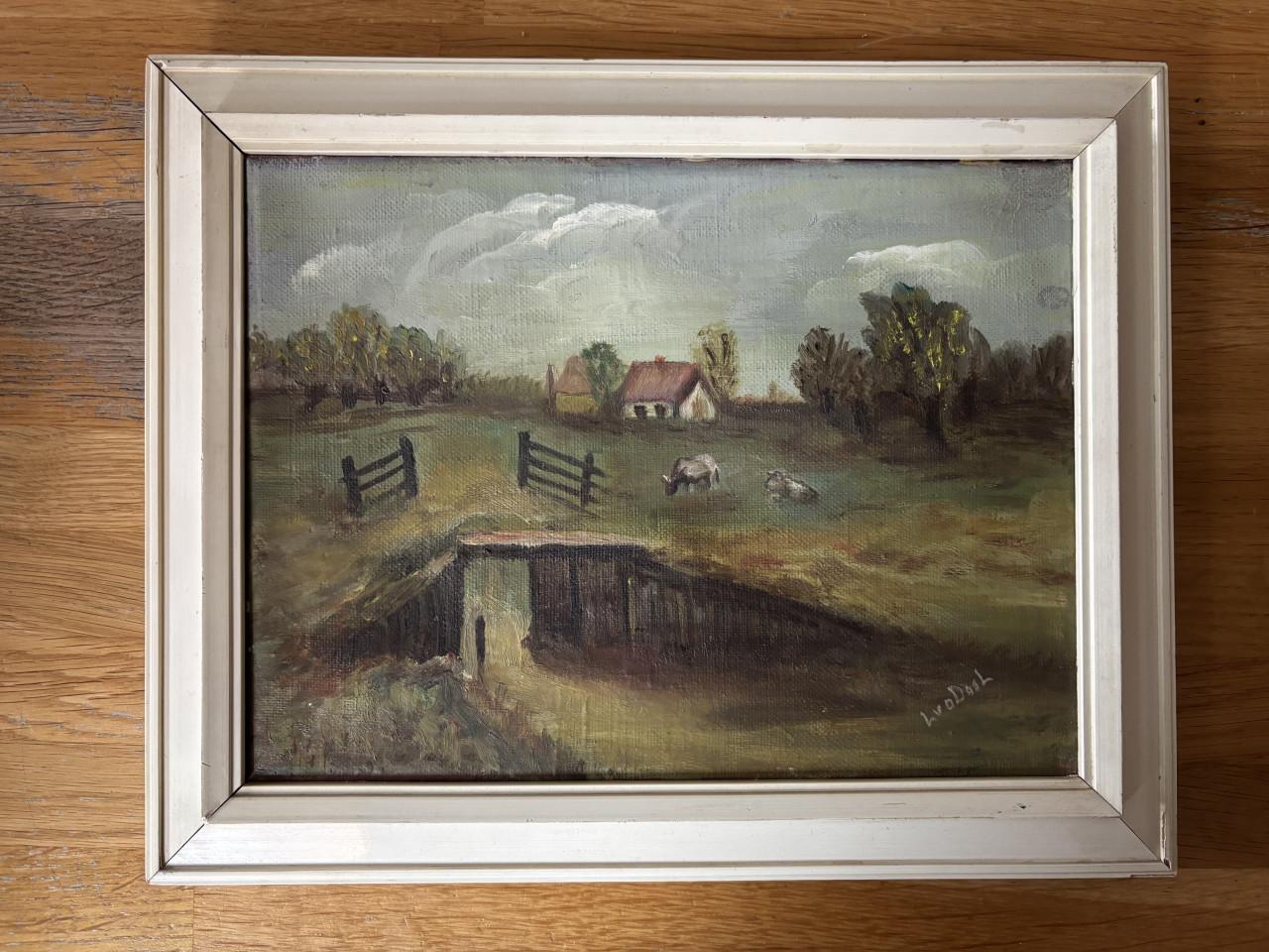 Leendert van den Dool - Hollands tafereel met boerderij