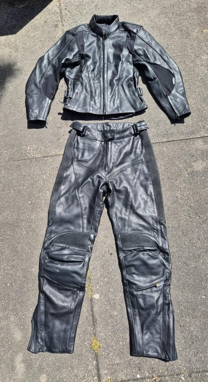 Dames motorpak leer, met wintervoering (mt 38/40)