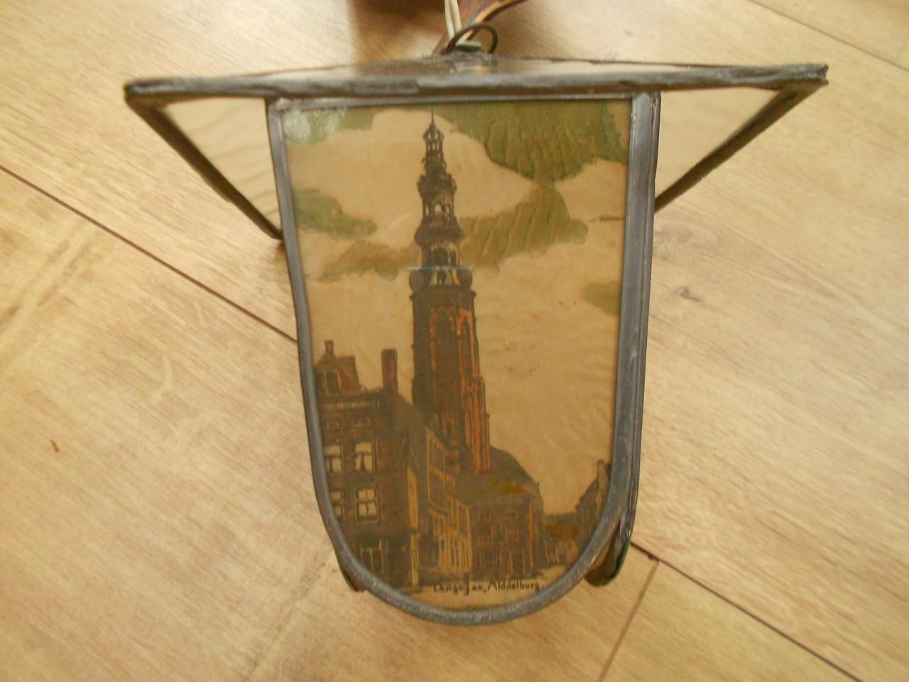 Glas in lood hang lamp lantaarn Middelburg st joris, lange jan, stadhuis