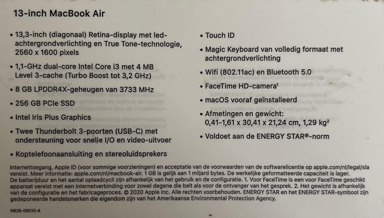 MacBook air 13-inch 2020