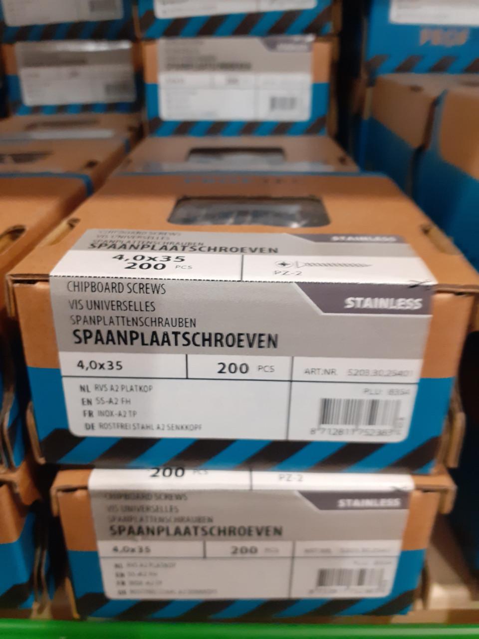 RVS proftec spaanplaatschroeven 70 % korting bij HHZB