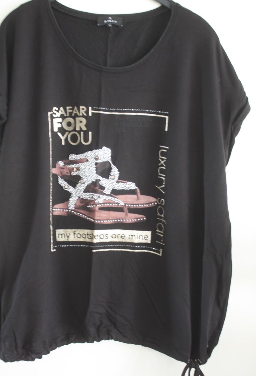 Zwart shirt met mooie print maat 44