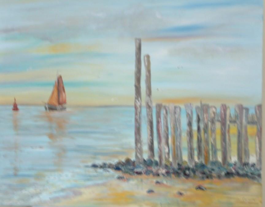 Strand  120 x 80 cm   zie schilderijen Jac Caljouw Arnemuiden