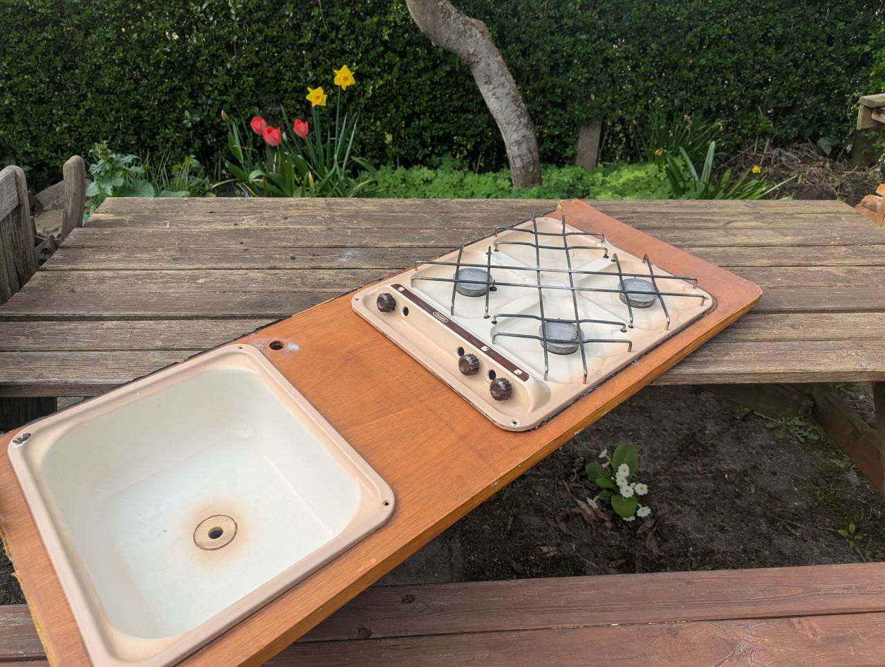 Cramer gaskookplaat en afwasbak voor camper/caravan (kookspoelcombinatie)