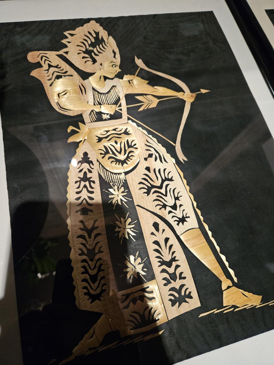 Set van 2 prachtige ingelijste kunstwerken: Boogschutters Indonesië