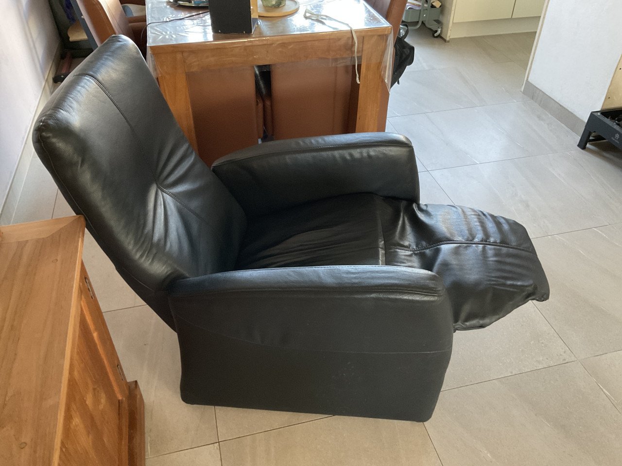 Zwarte leren relax stoel