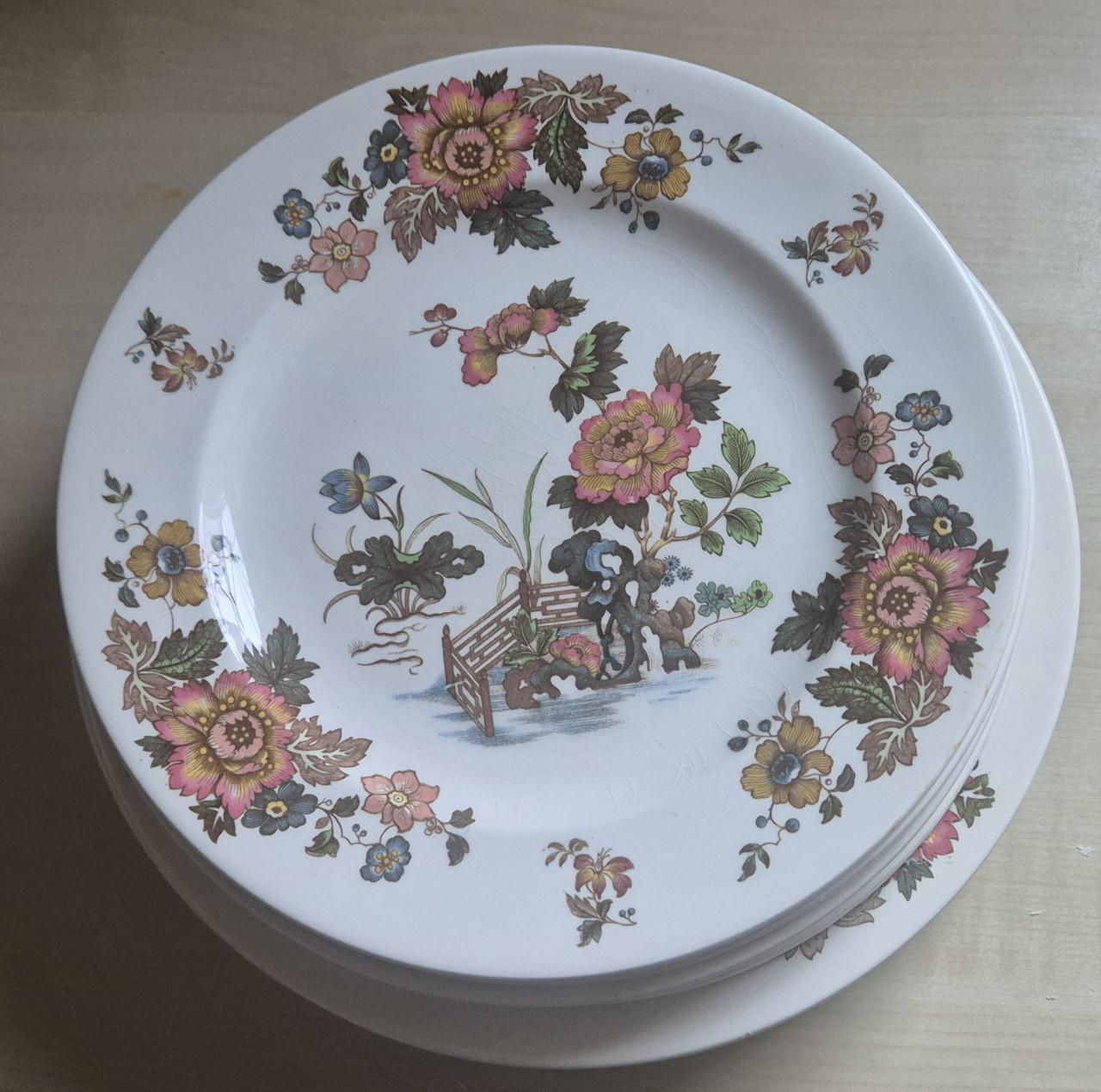 12 antieke Wedgewood eastern flowers borden