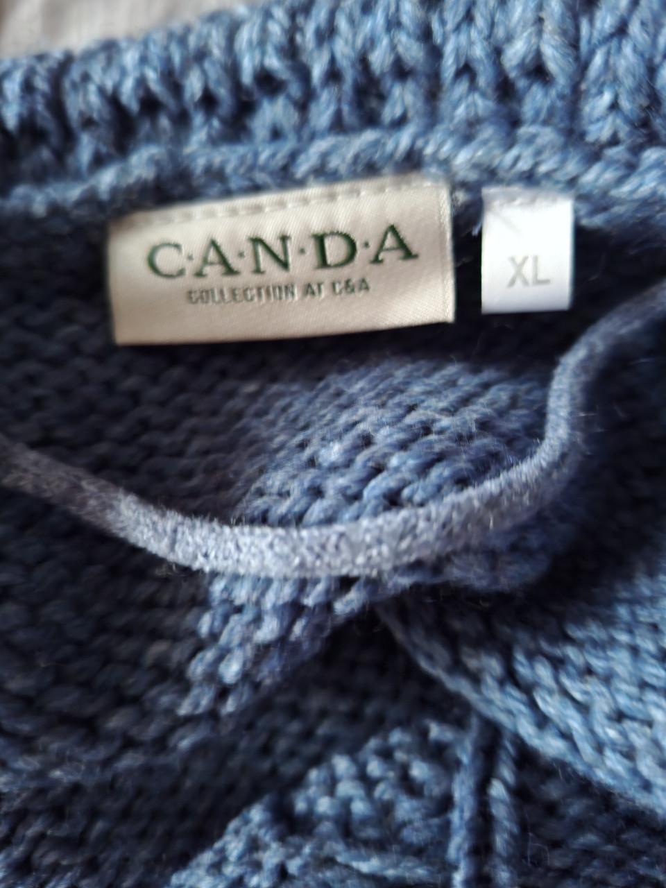 Canda Debardeur, spencer, slip-over met wijde kol. Gebreid. Blauw. Maat XL