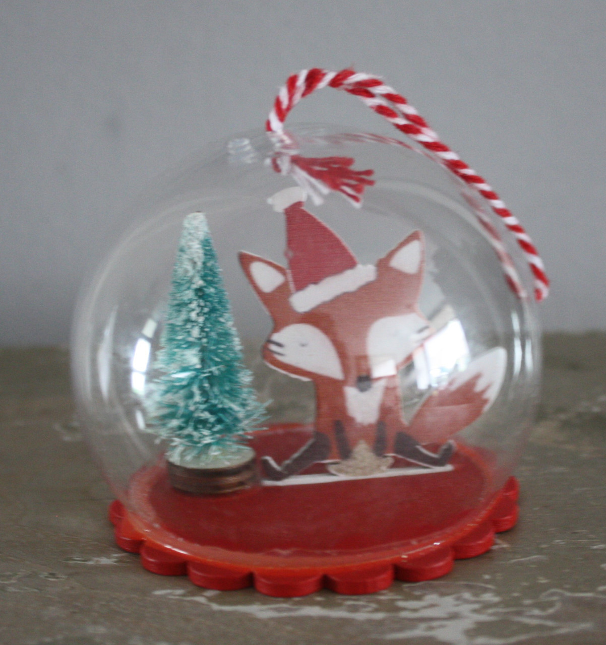 Kunststof kerstbal met vos