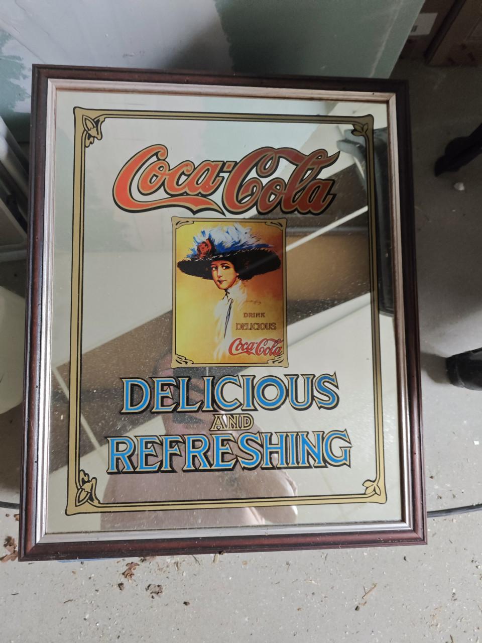 Vintage Coca-Cola Reclamespiegel (Delicious & Refreshing)