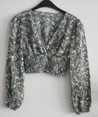 Groen wit korte top paisley print  print maat m
