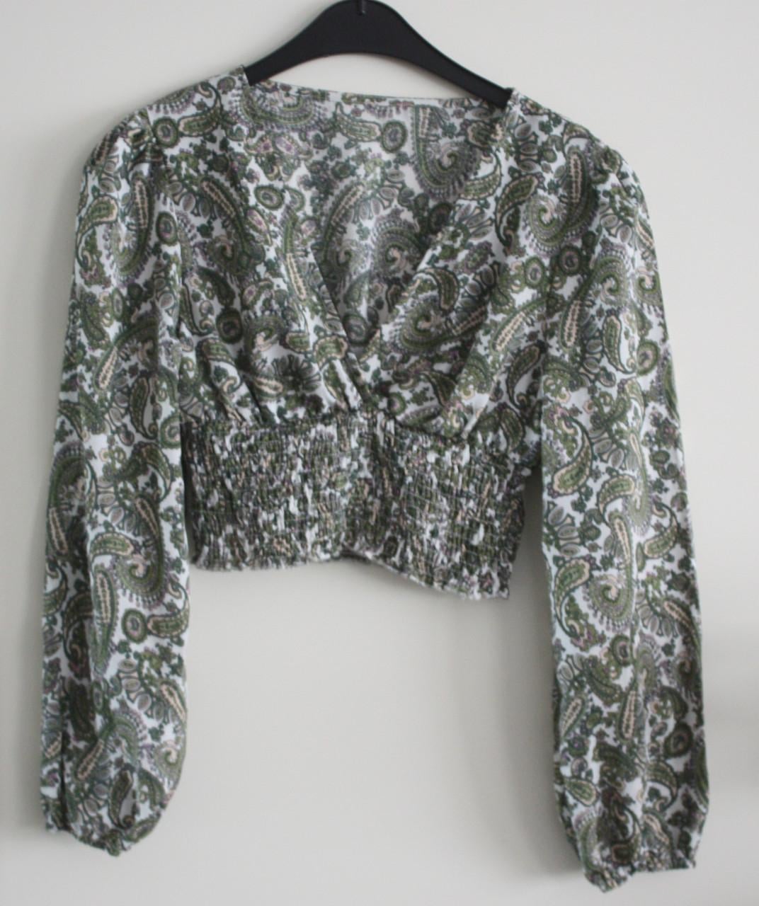 Groen wit korte top paisley print  print maat m