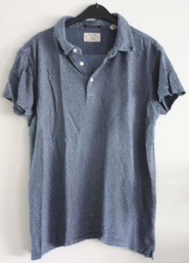 Blauw poloschirt met witte stippen  maat L