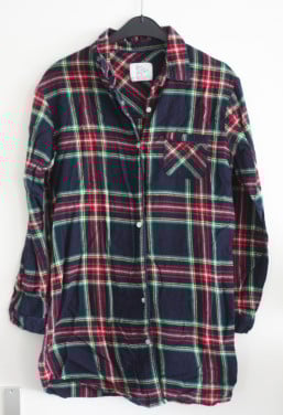 Blauw rood groen wit geblokte blouse maat m