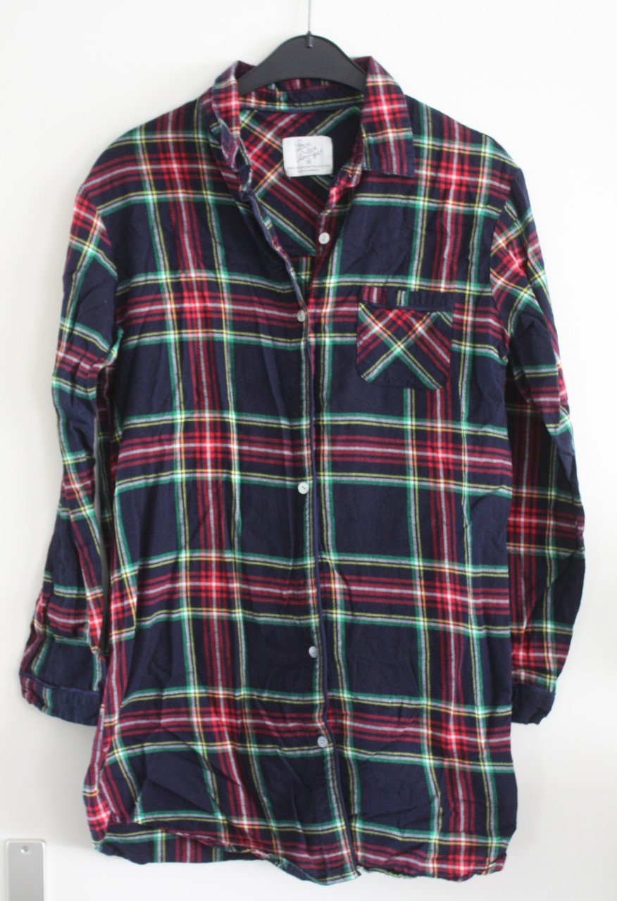 Blauw rood groen wit geblokte blouse maat m