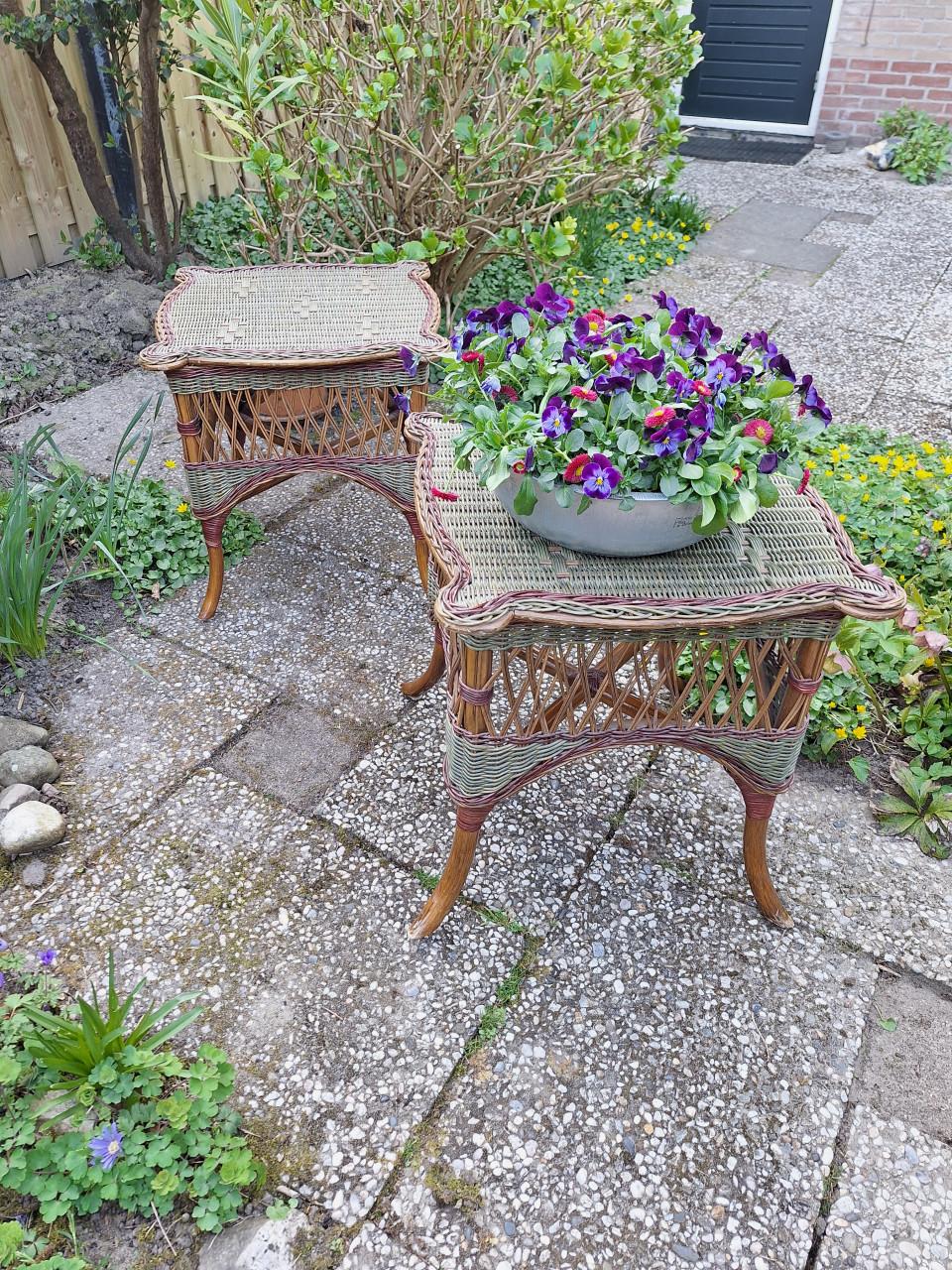 2 Decoratieve rotan tafeltjes