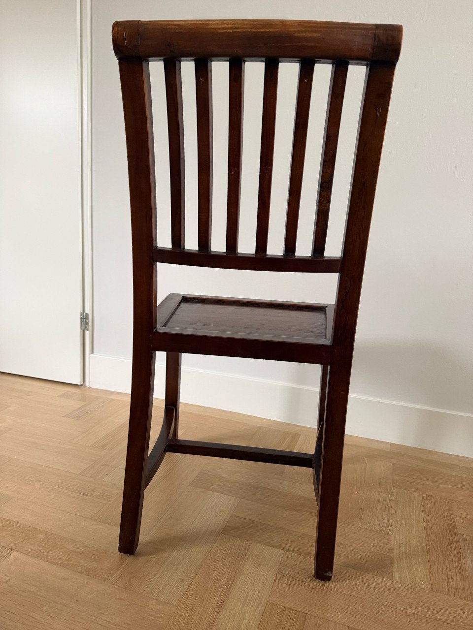 6 stevige massief teakhouten eetkamerstoelen