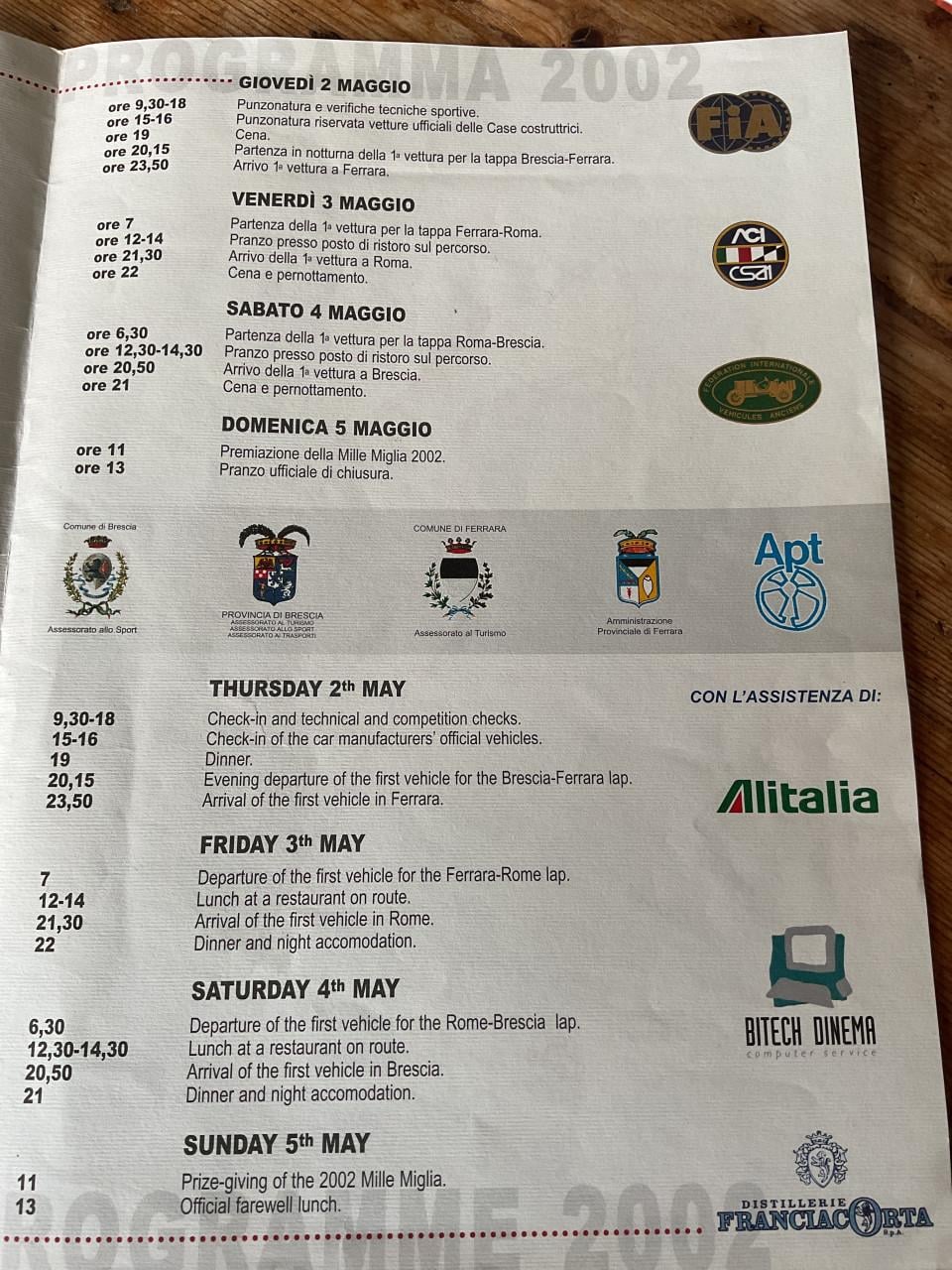 Programma Mille Miglia 2002