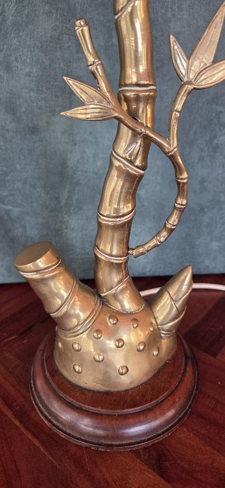 Vintage Messing Tafellamp -Bamboe stijl