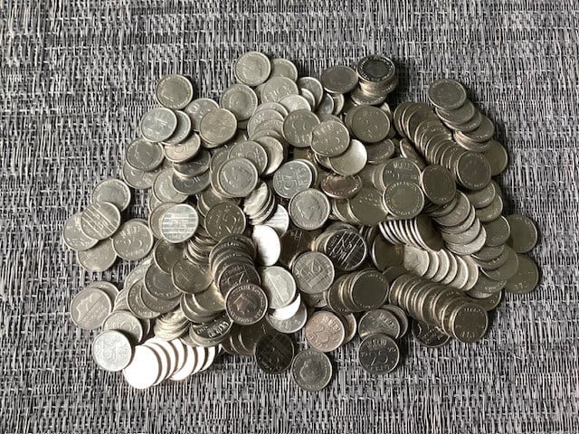 Nederland , 4 kilo nikkelen munten.