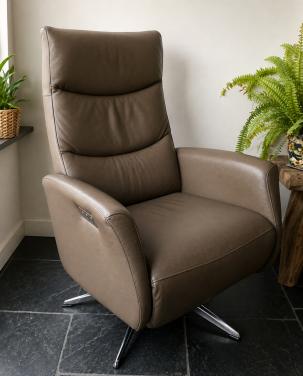 Mooie elektrisch bedienbare relax fauteuil, taupe