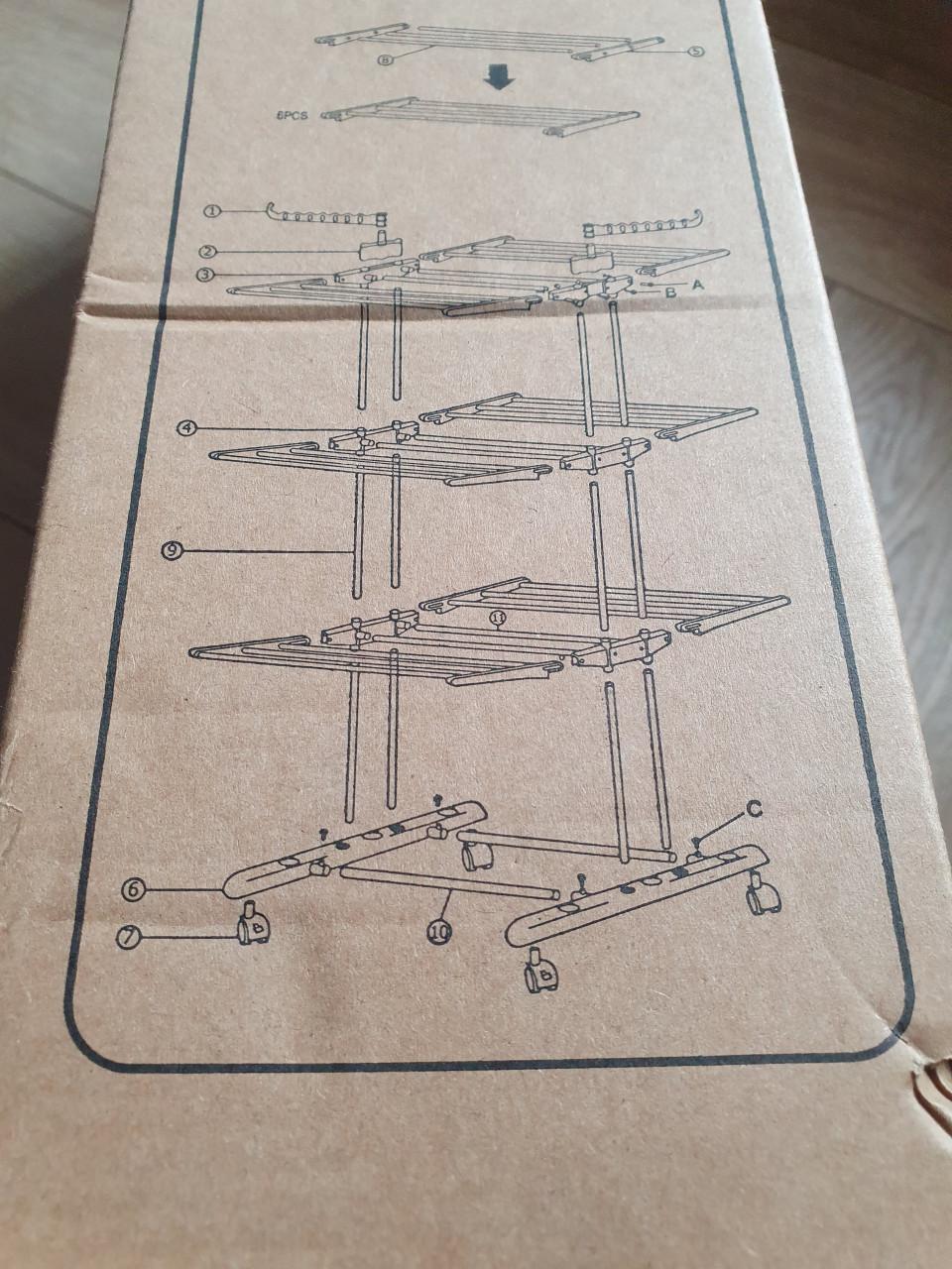 Vonia droogtoren droogrek 3-lagen nieuw in doos| donkergrijs