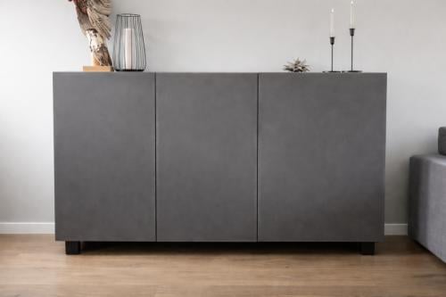 Strak dressoir/kast in donkergrijs met 3 deuren
