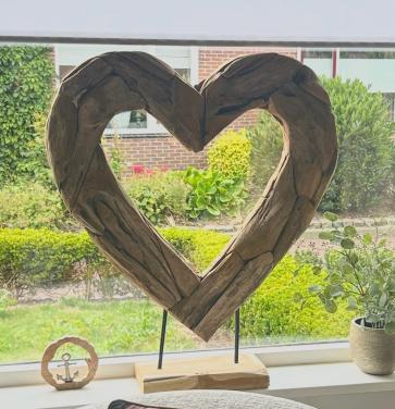 Houten hart decoratie groot 2 stuks