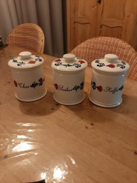 BOERENBONT BOCH - 3  BEWAAR POTTEN - KOFFIE , THEE , SUIKER