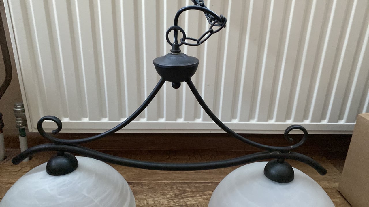Hanglamp met 2 glazen kappen