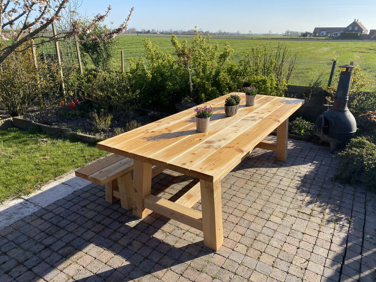 Douglas houten tuintafel & bankje
