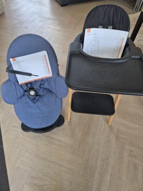 Stokke Steps kinderstoel met bouncer en blad