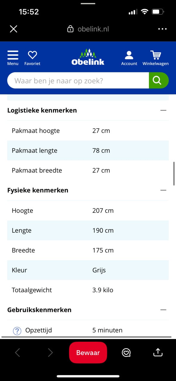 Achterklep tent Obelink