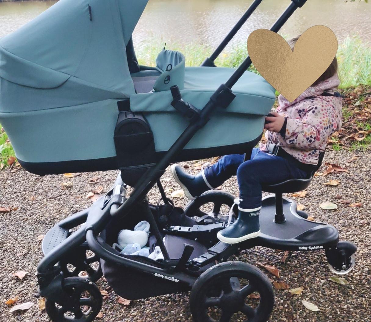 Meerijdplankje met zitje voor achter kinderwagen