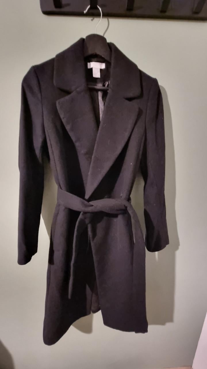 H&M Zwarte Lange Jas Maat 34