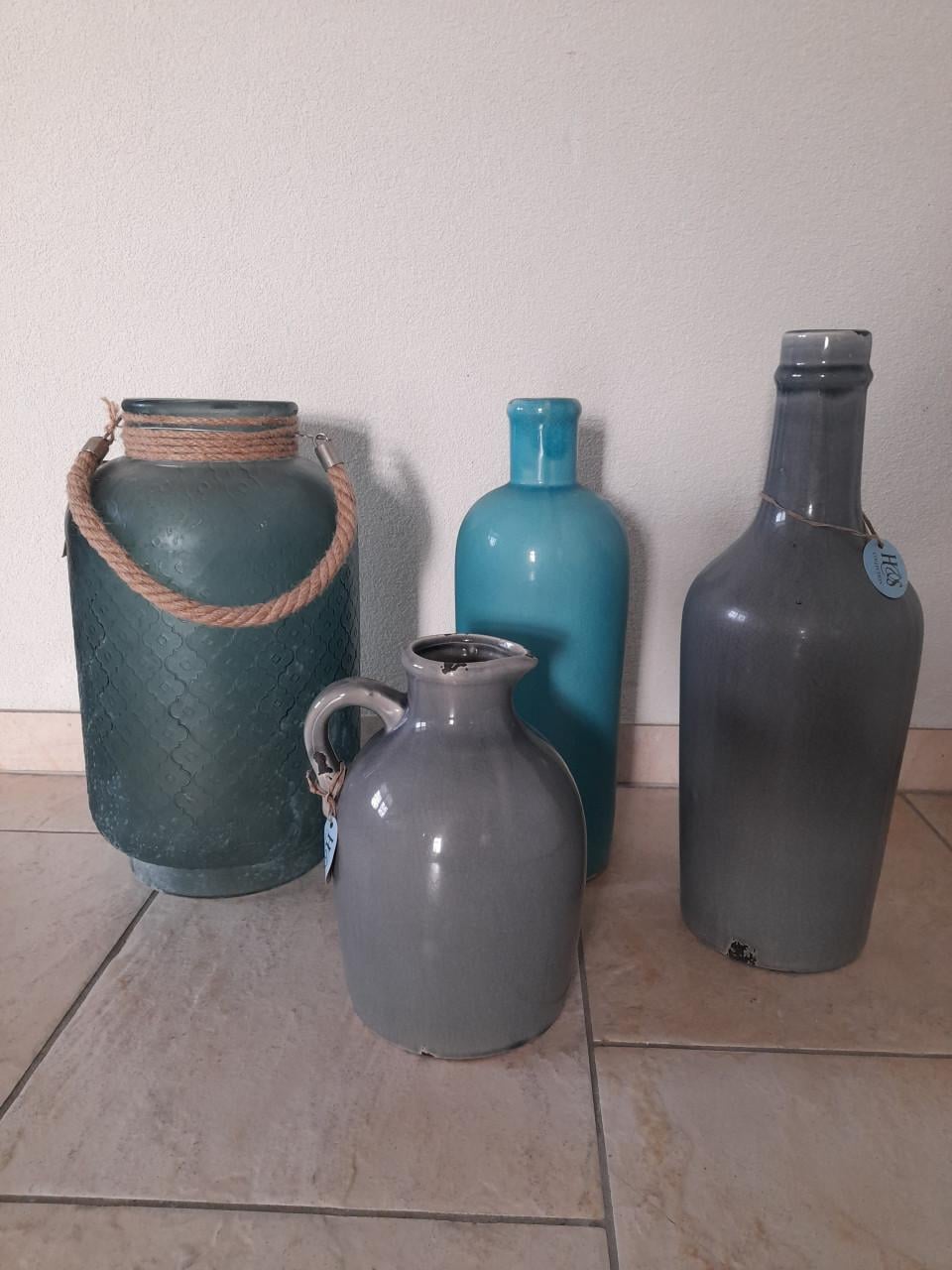 Mooie set  H&S  flessen / kruiken / potten / vazen ( z.g.a.n.)