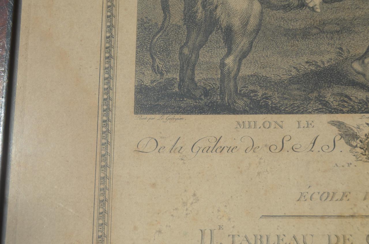 Franse gravure 'Milon le Crotoniate' coll. Duc d'Orleans ca. 1786