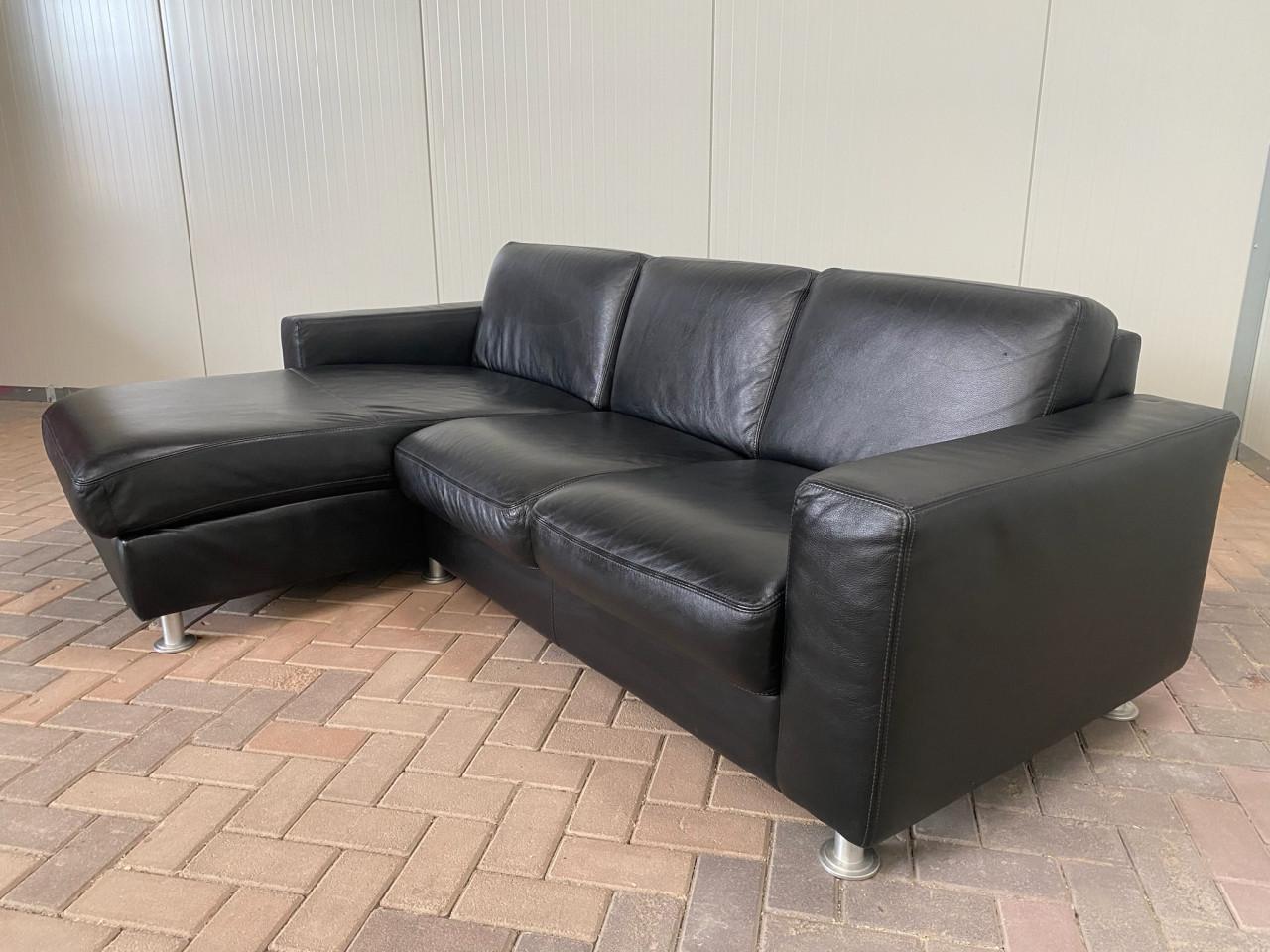 GRATIS LEVERING HEEL NL Mooie Zwarte Echt Leer Hoekbank