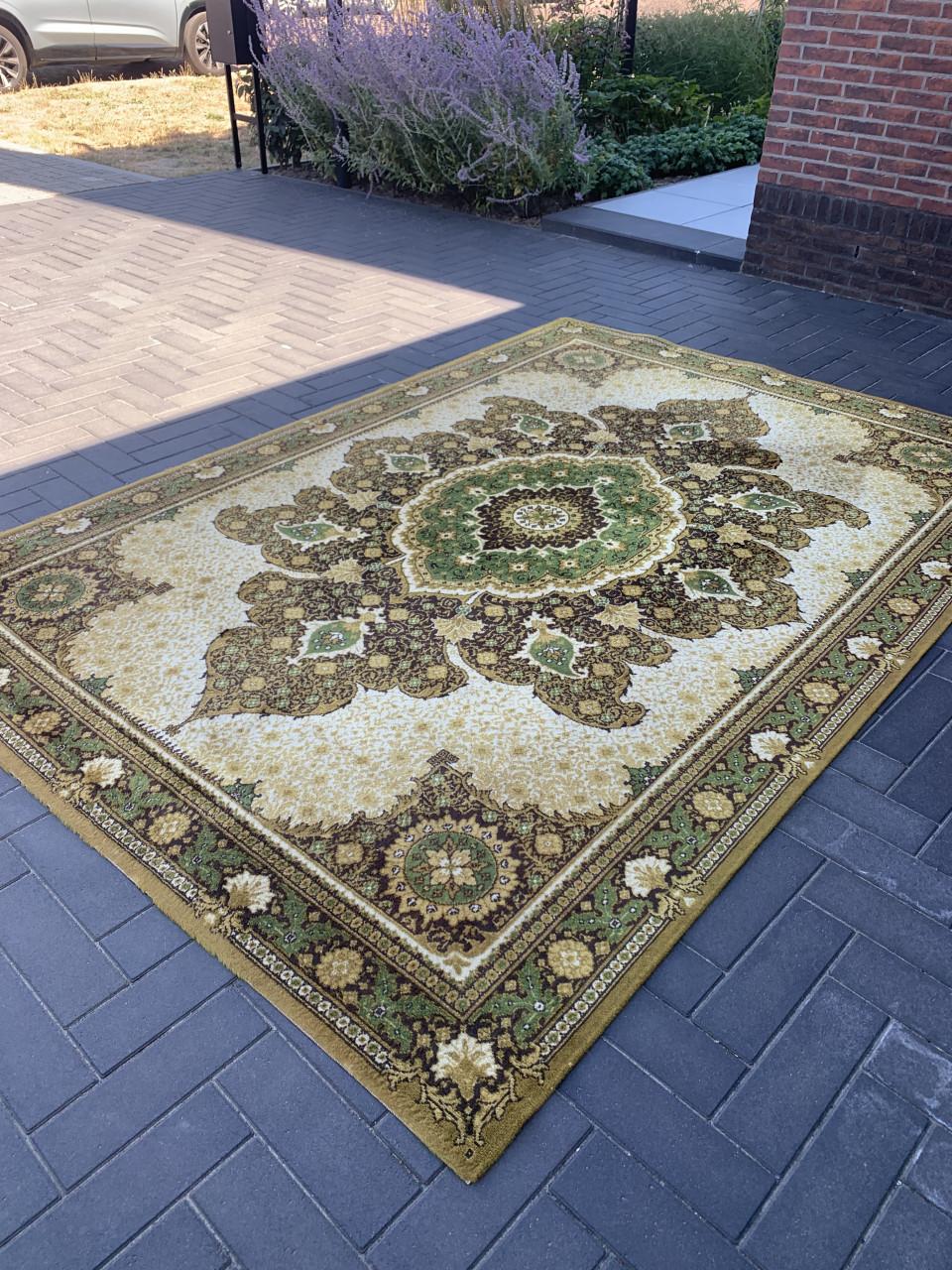 💐Prachtig Sfeervol Groen Vintage Vloerkleed Zuiver Scheerwol💐