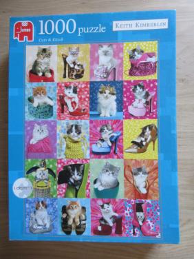 Mooie volledige poezenpuzzel van 1000 stukjes, zo goed als nieuw.