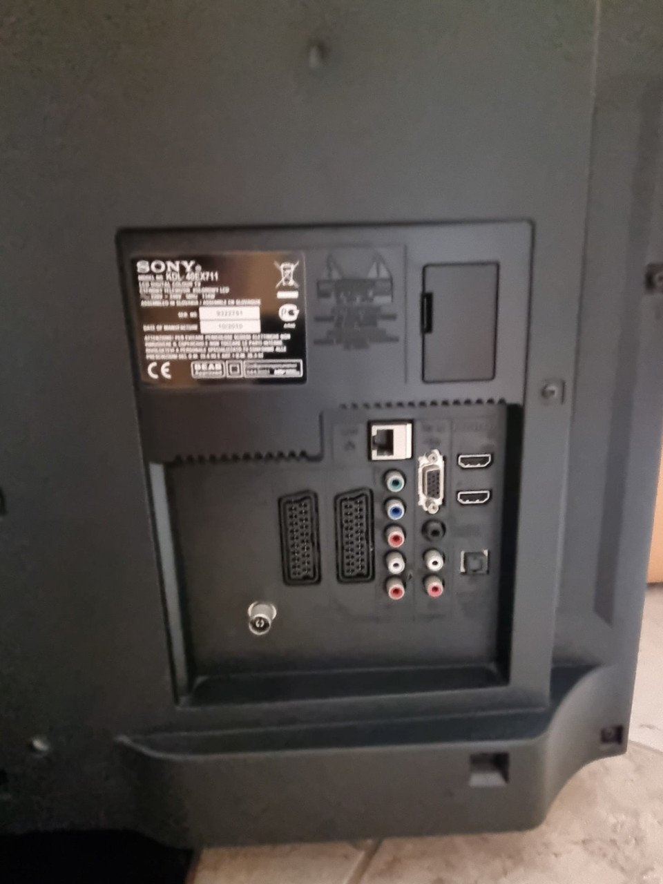 Sony tv model KDL40EX711