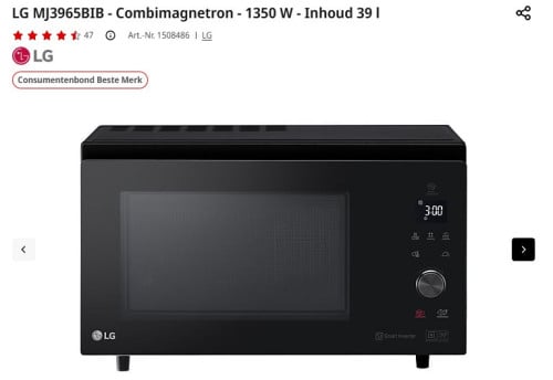 Nooit gebruikte 39 liter combimagnetron LG MJ3965BIB