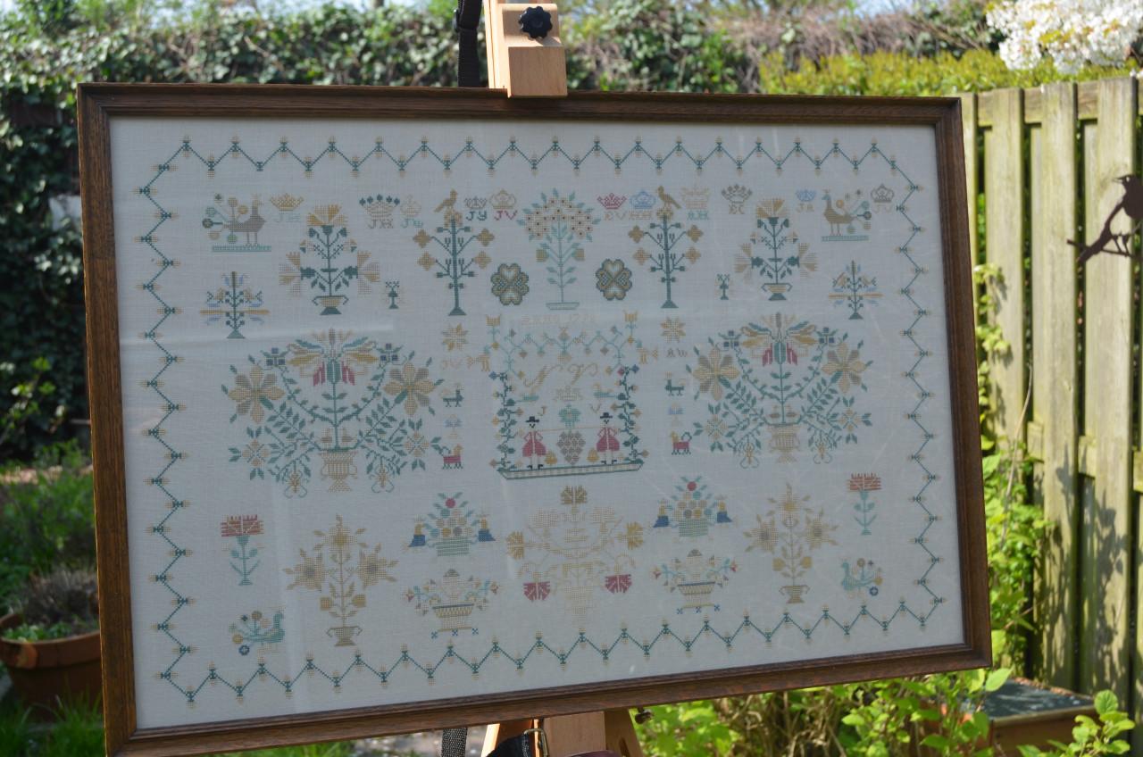 Grote Twentse merklap 1792 zeer fijn geborduurd ipst!!