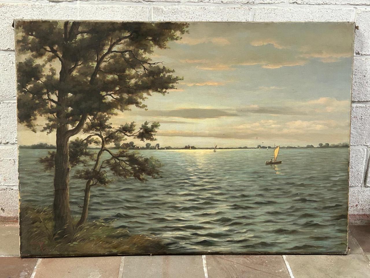 Schilderij plasgezicht met zeilboot Willem de Kok de koop