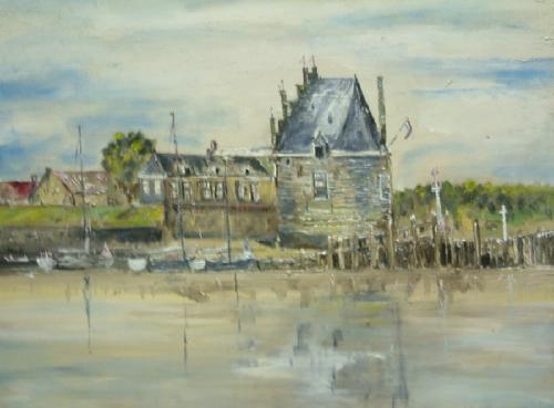 Veere nat in nat olieverf  geschilderd van af onze boot  Jac Caljouw