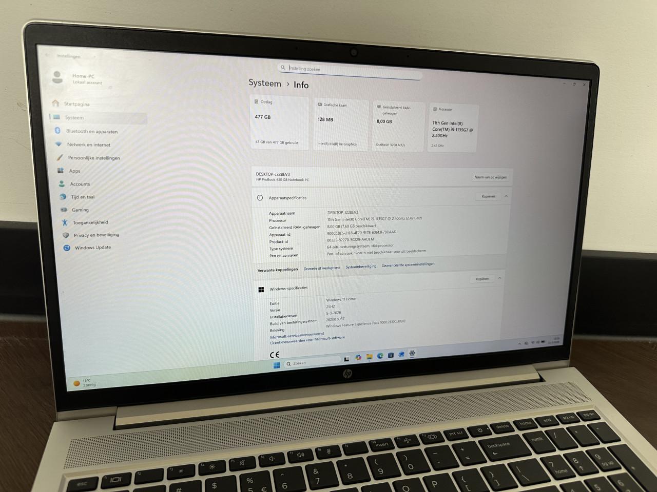 HP Probook 450 G8 |15,6" Full-HD | I5 quad-core | 512 GB SSD | Windows 11