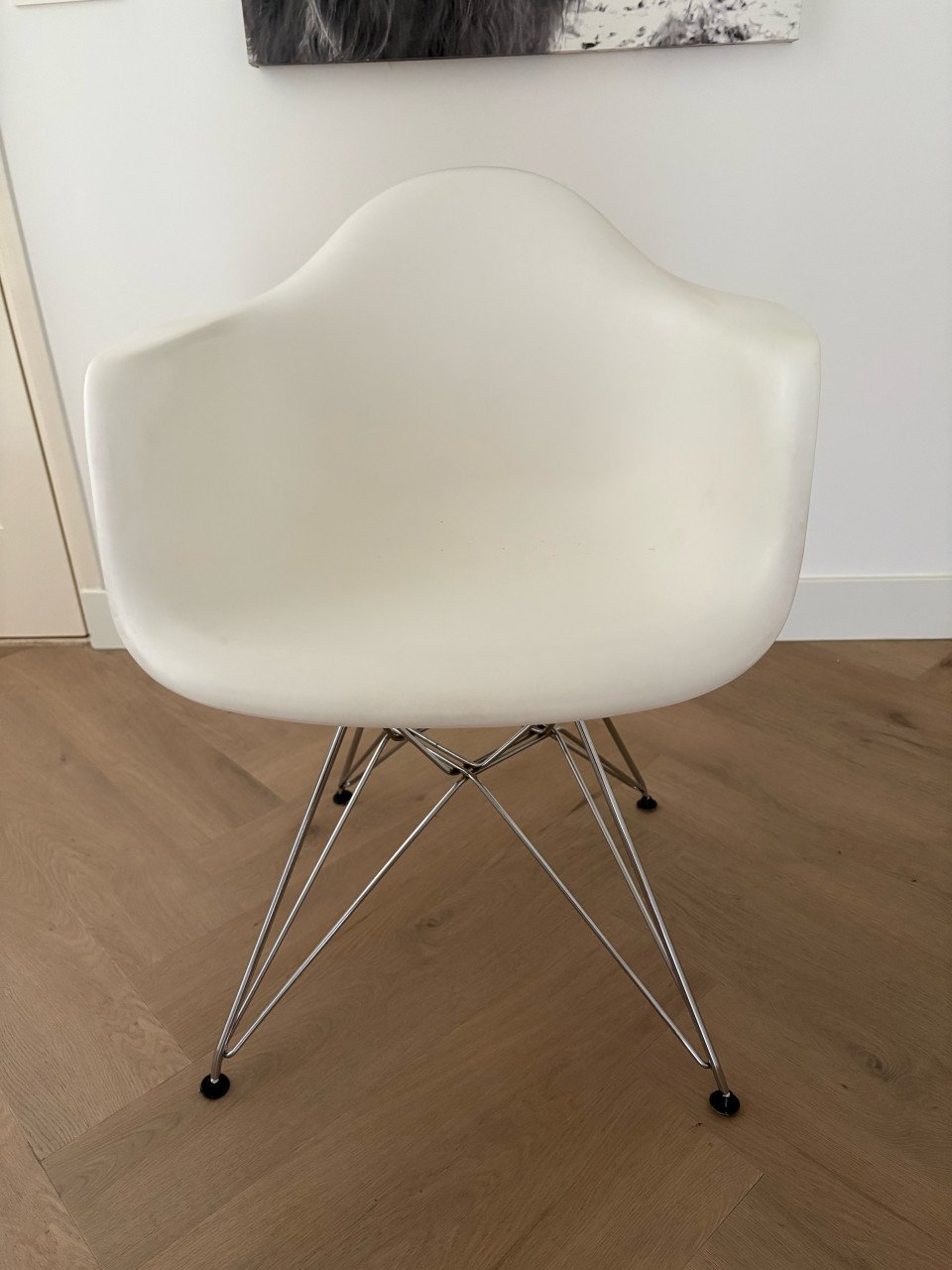 4 Domini design Dar wit, zilver frame stoelen